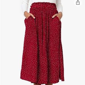 Brand New Red Polka Dot Ankle Length Skirt